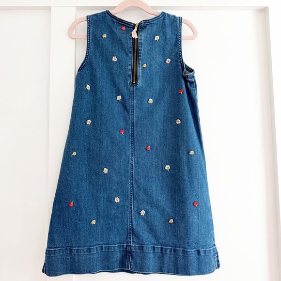 Madewell x Crewcuts Size 8 Confetti Floral Embroidered Denim Shift Dress - Picture 6 of 6